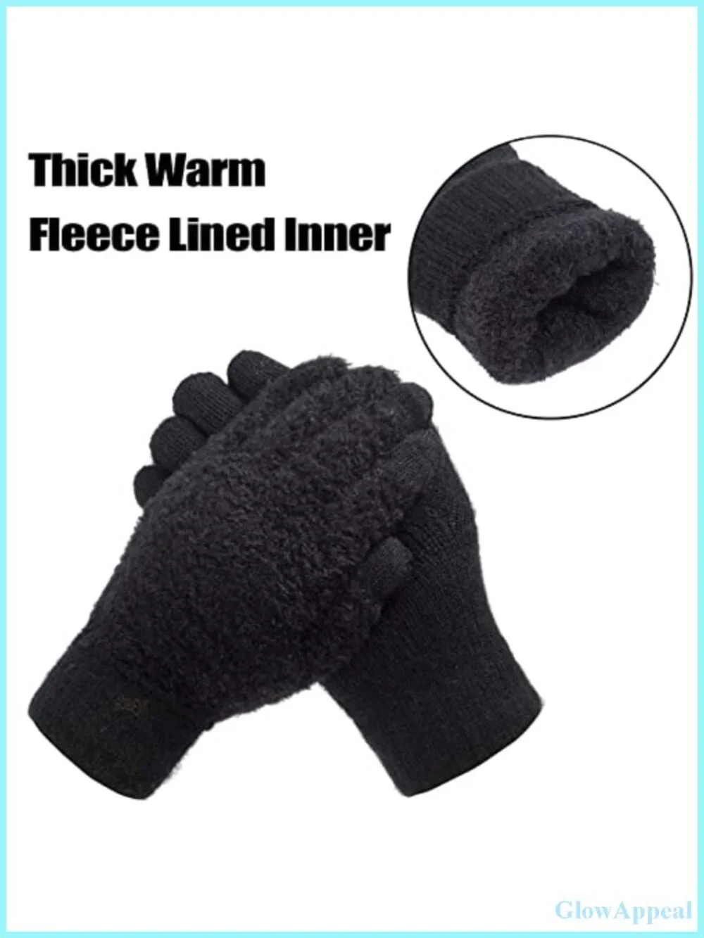 Women's Winter Touch Screen Gloves Cable Knit Wool Fleece Lined Texting Mittens